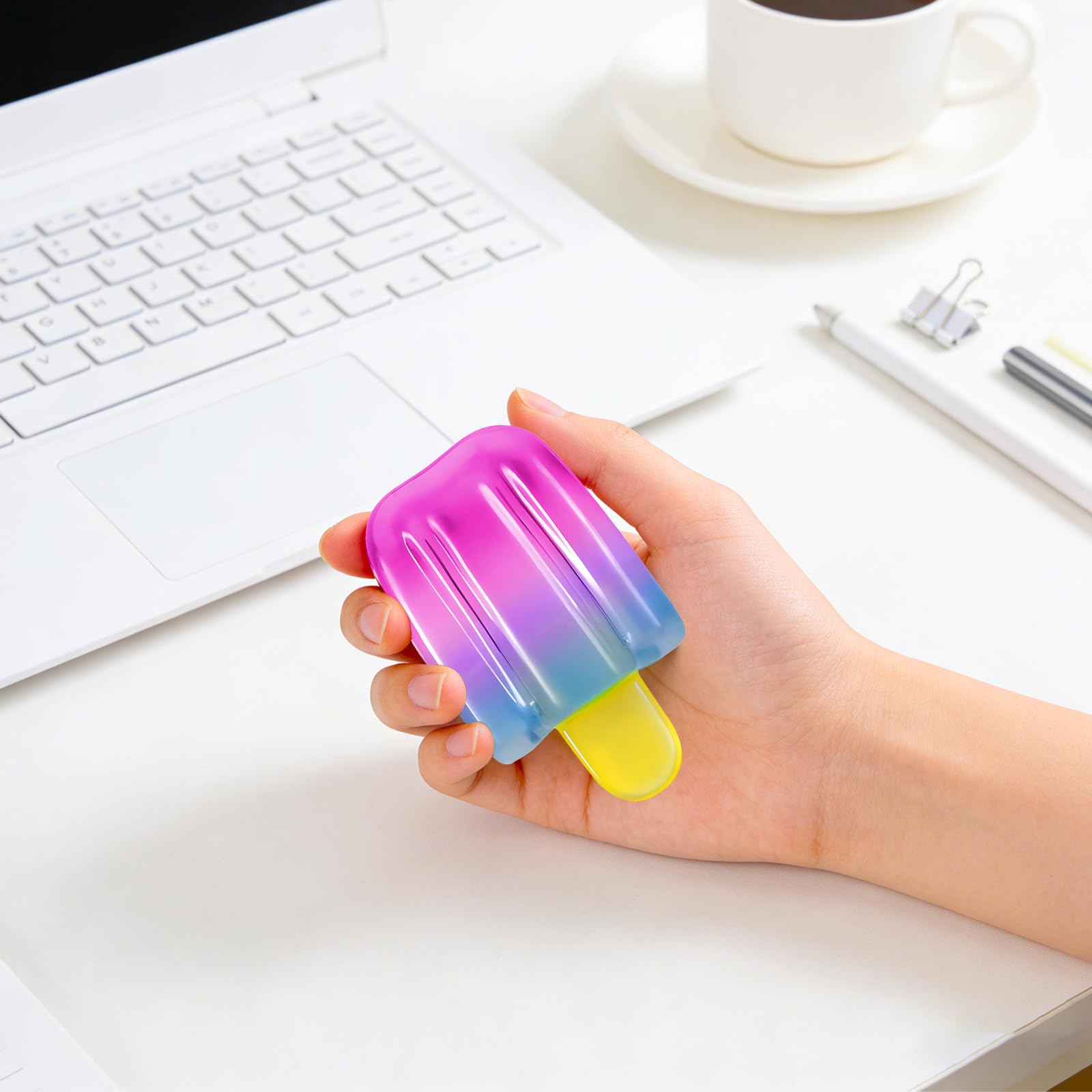 Ice Cream Squeeze Squishy Toys, Summer Sensory Stress Relief, high-Pressure Relief, Gentle Compression, Suitable for Relaxation, Adult use in Offices and at Home (1pc) — view 6