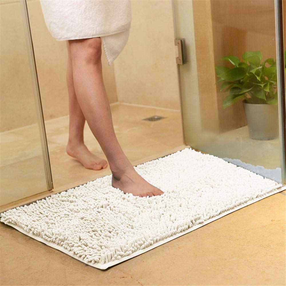 Tapis doux antidérapant blanc 80x120 cm pour éviter les glissades en salle de bain
