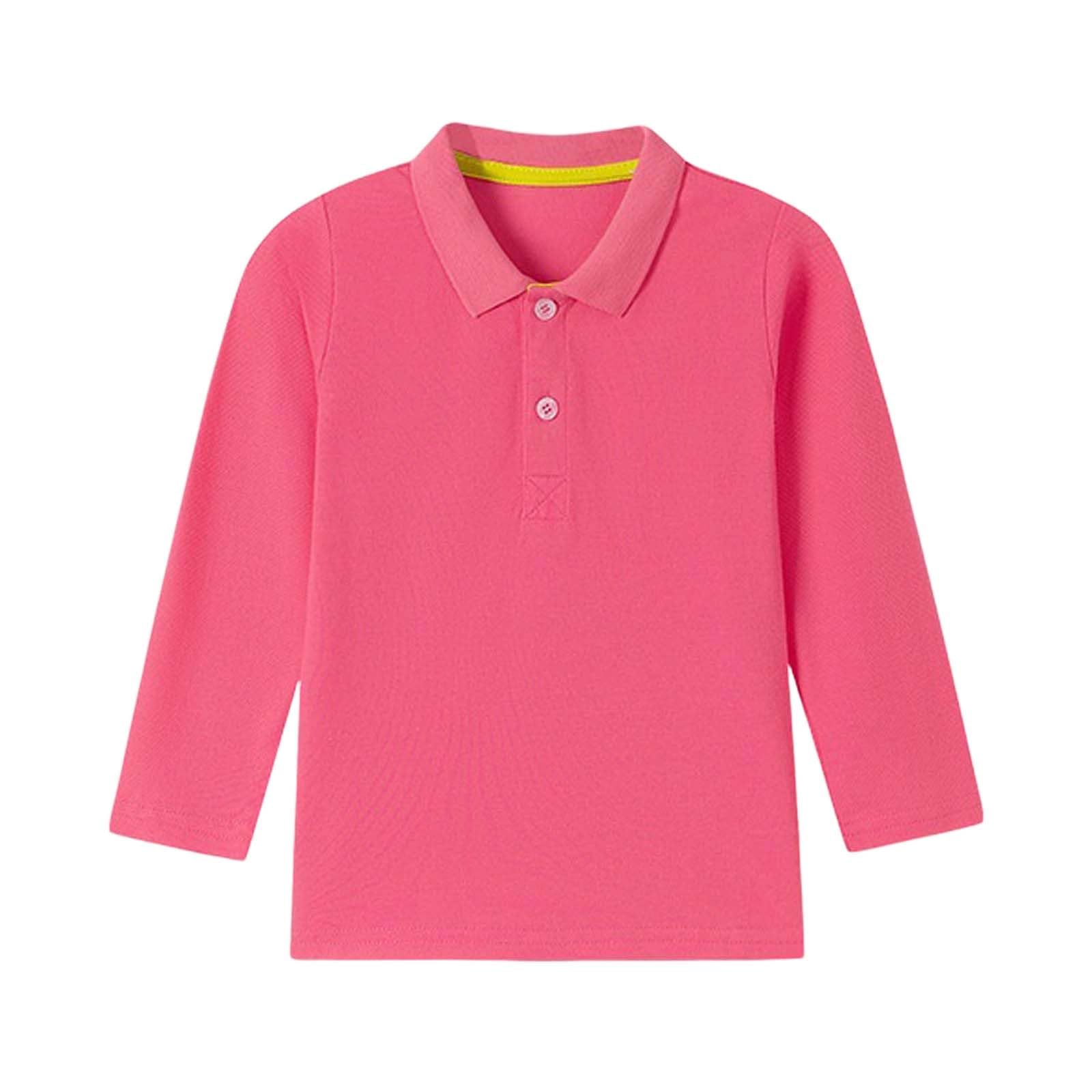 Boy Long Sleeve Shirts Cotton Basic Tees Youth Layering T-Shirts | Casual Solid Breathable Cozy Layering T-Shirts Fall Winter Fashion Clothes 8-9 Years Pink