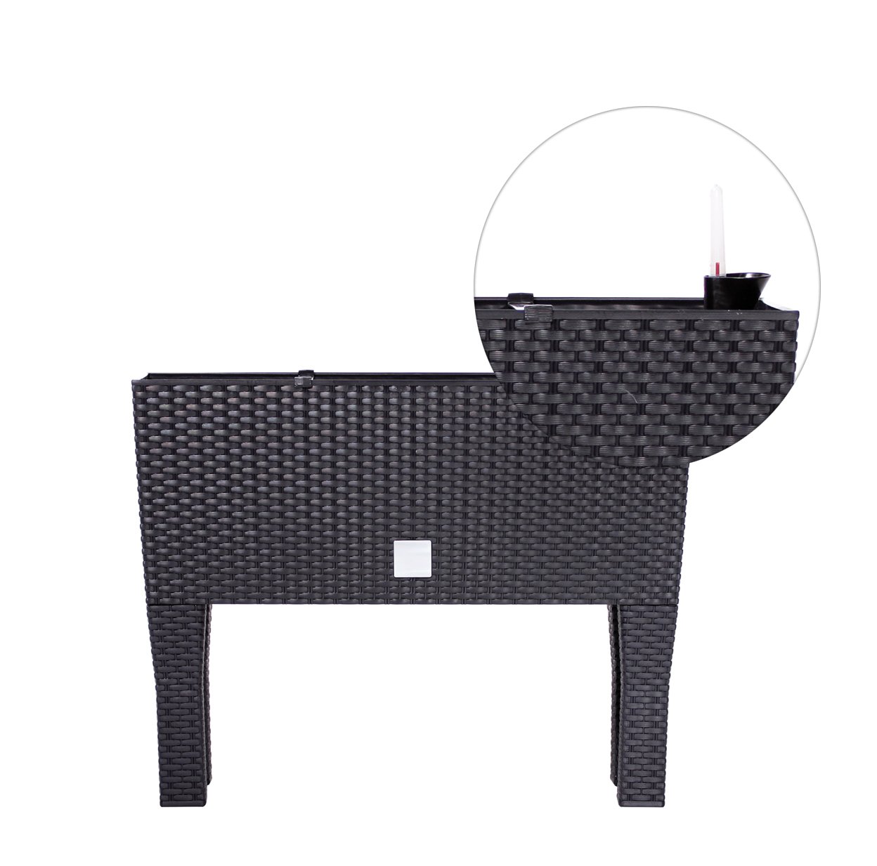 BirnePower Macetero con patas, aspecto de ratán, jardinera, riego (600 antracita)