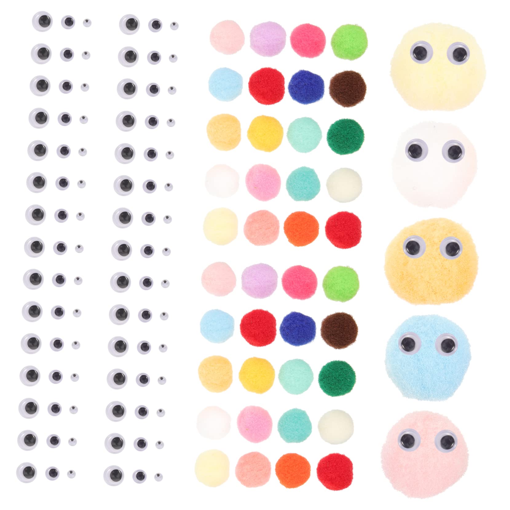 SHINEOFI 5sätze Pompon-bälle Mit Augen Für -bastelprojekte Bunte Flauschige Bälle Für Kreative Dekorationen Kunst Und Handwerk Bastelset Für Junge Mädchen Und Erwachsene