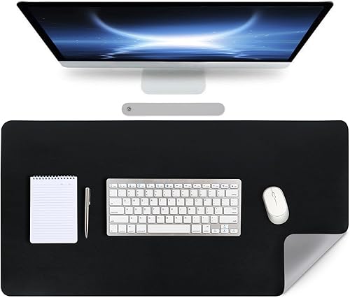 Protector de escritorio de piel sintética de 31.5 x 15.7 pulgadas, alfombrilla de mouse grande de doble cara, alfombrilla para teclado de
