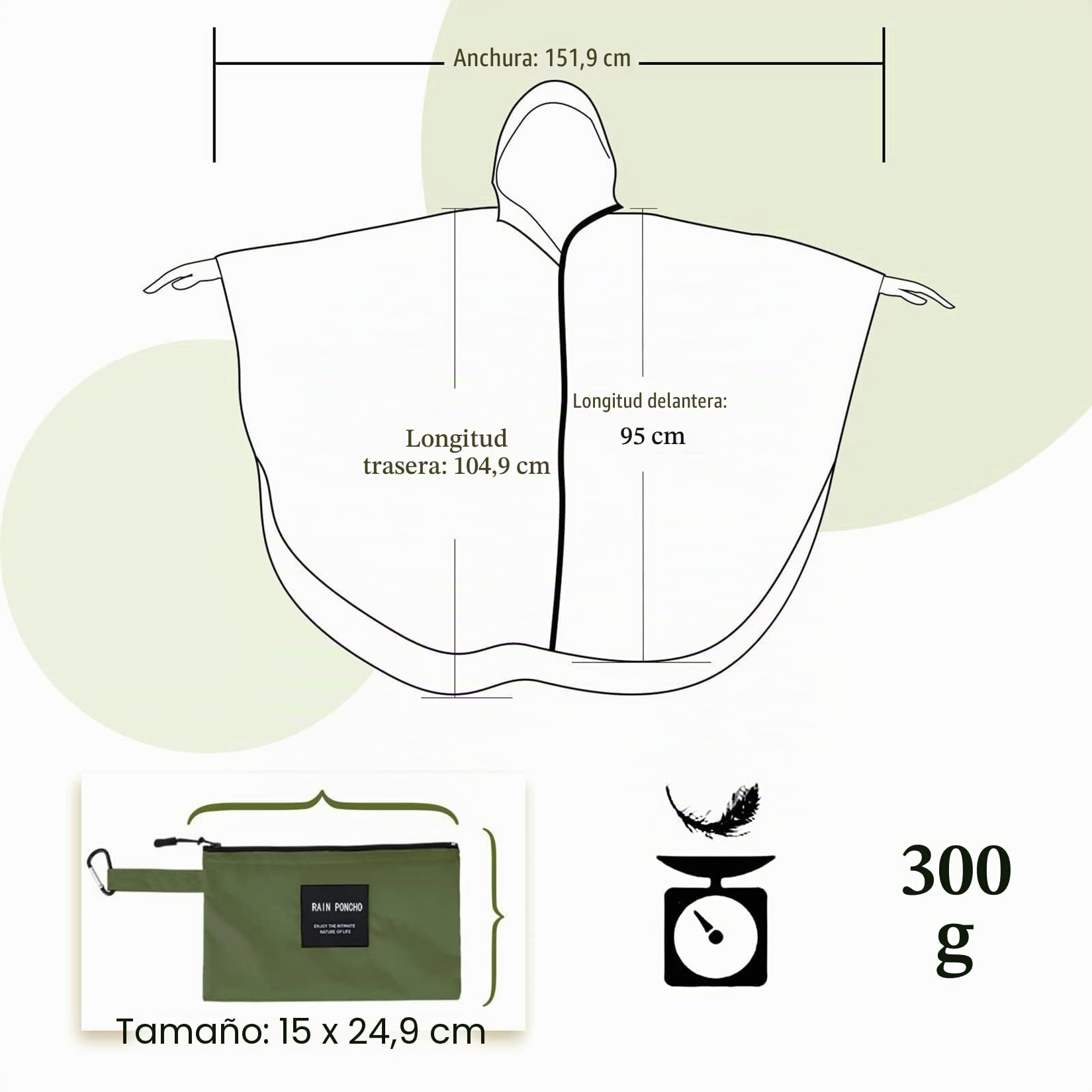 Jewlri Poncho de lluvia impermeable para mujer Poncho de lluvia con estilo Reutilizable Senderismo Ciclismo Outdoor Chaqueta de versátil con capucha