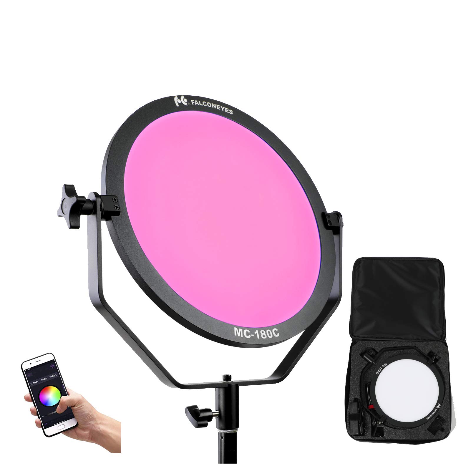 Falcon Eyes MC-180C 18W RGB Soft LED Light Continuous Lighting wtih 20 Lighting Effects, CCT, RGB & HSI, APP Control for Studio/YouTube Game Video Shooting