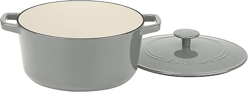 Cuisinart Chef's Classic - Cacerola redonda de hierro fundido esmaltado, 5 cuartos de galón, grissalvia