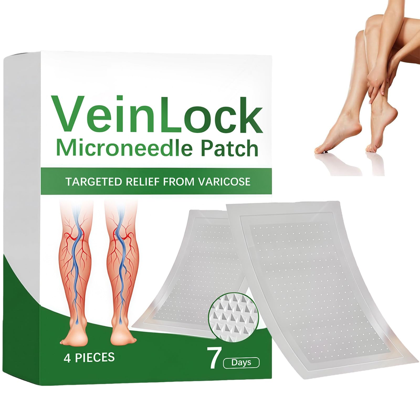 Cerotti Microaghi per la Cura delle Gambe, Patch Trasdermici per Varicosi e Sollievo da Vene Gonfie, Fascia Elastica Traspirante per un'Azione Profonda e Duratura (1)
