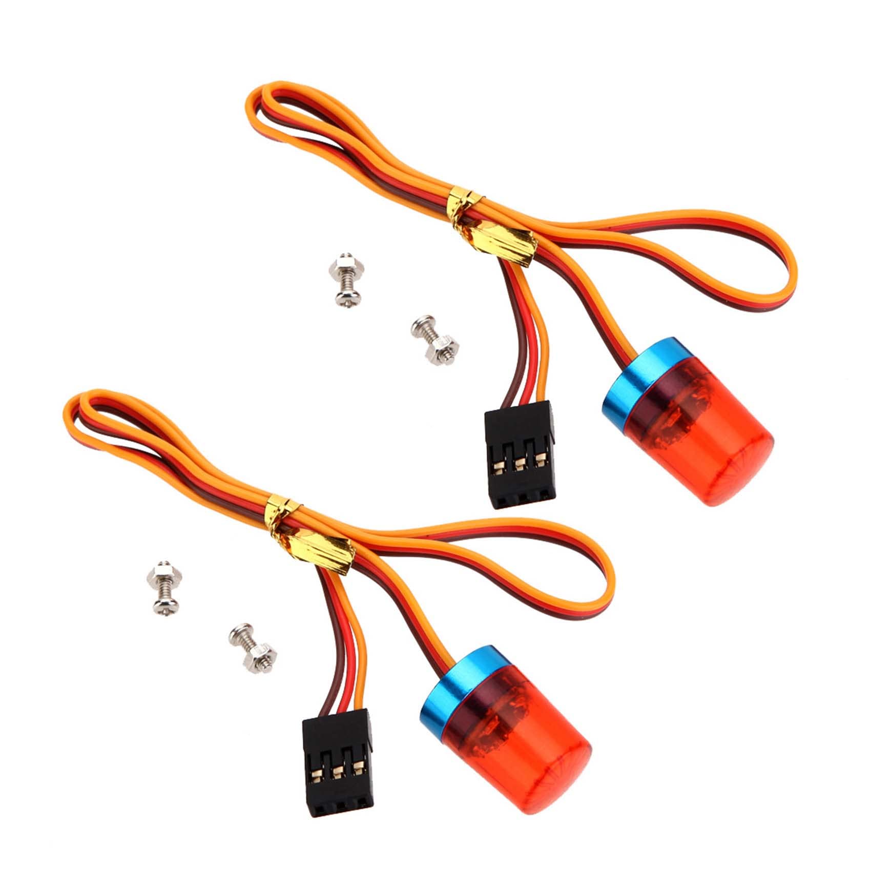 KEEDA 2 Pack RC LED Police Flash Lights Circular Strobe Alarm Lamp for 1/8 1/10 1/12 1/16 RC Model Police Car Truck (Red)