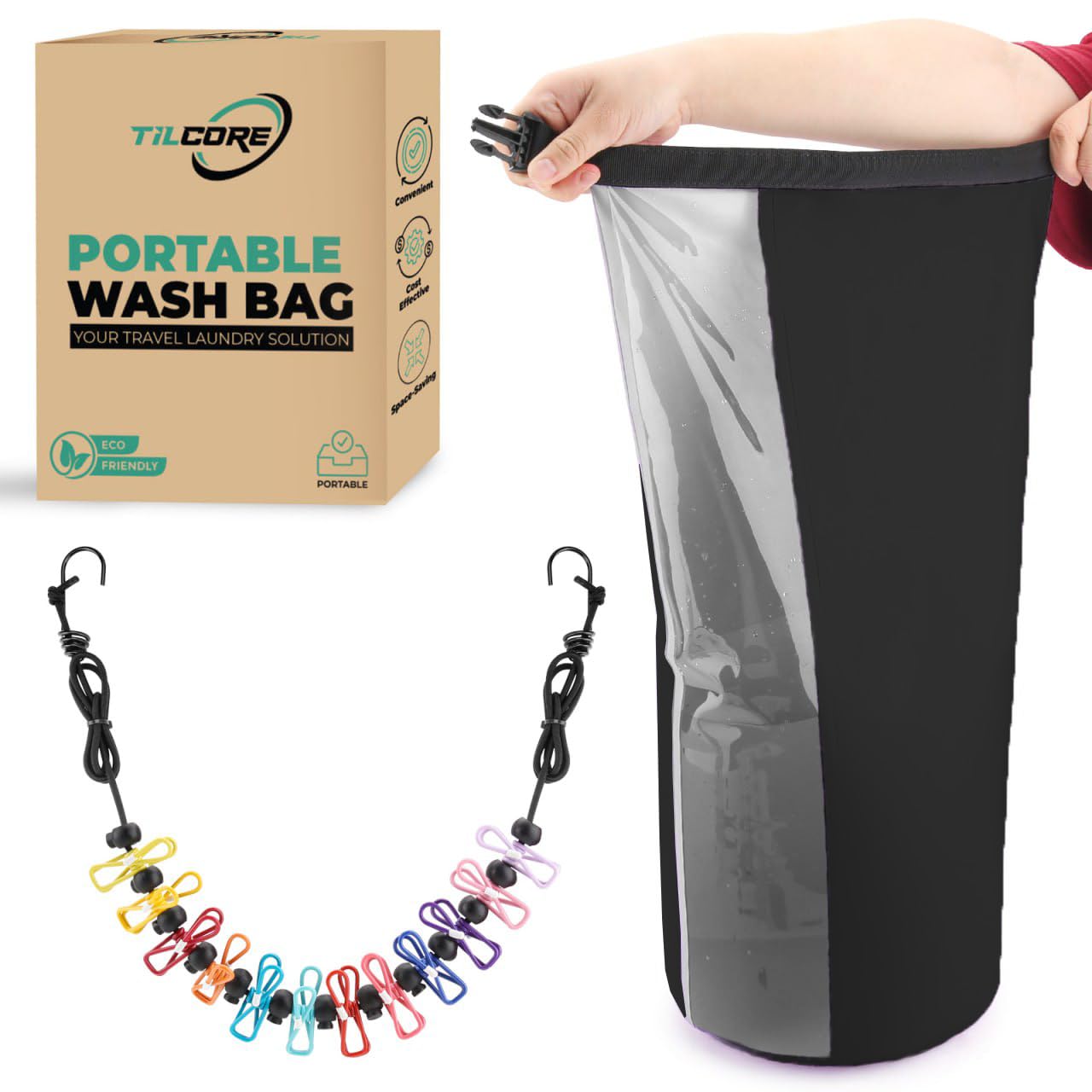 Travel Washing Machine & Retractable Clothesline, Hand Washing Machine & Portable Clothes Washer