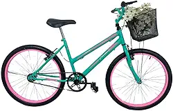 Bicicleta Infantil Aro 24 Mtb Cesta Feminina Verde Anis