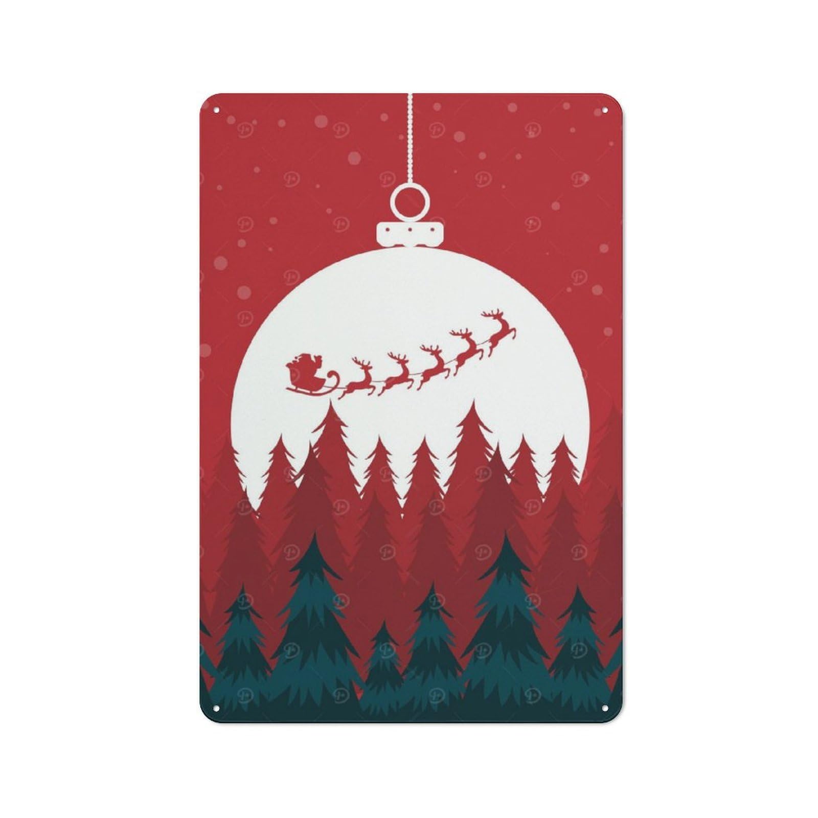 Junmoney Winter Illustration Tin Wall Plaque 30X20cm With For Guest Room Or Hallway, For Metal Sign Collectors, For Garage And Workshop Walls