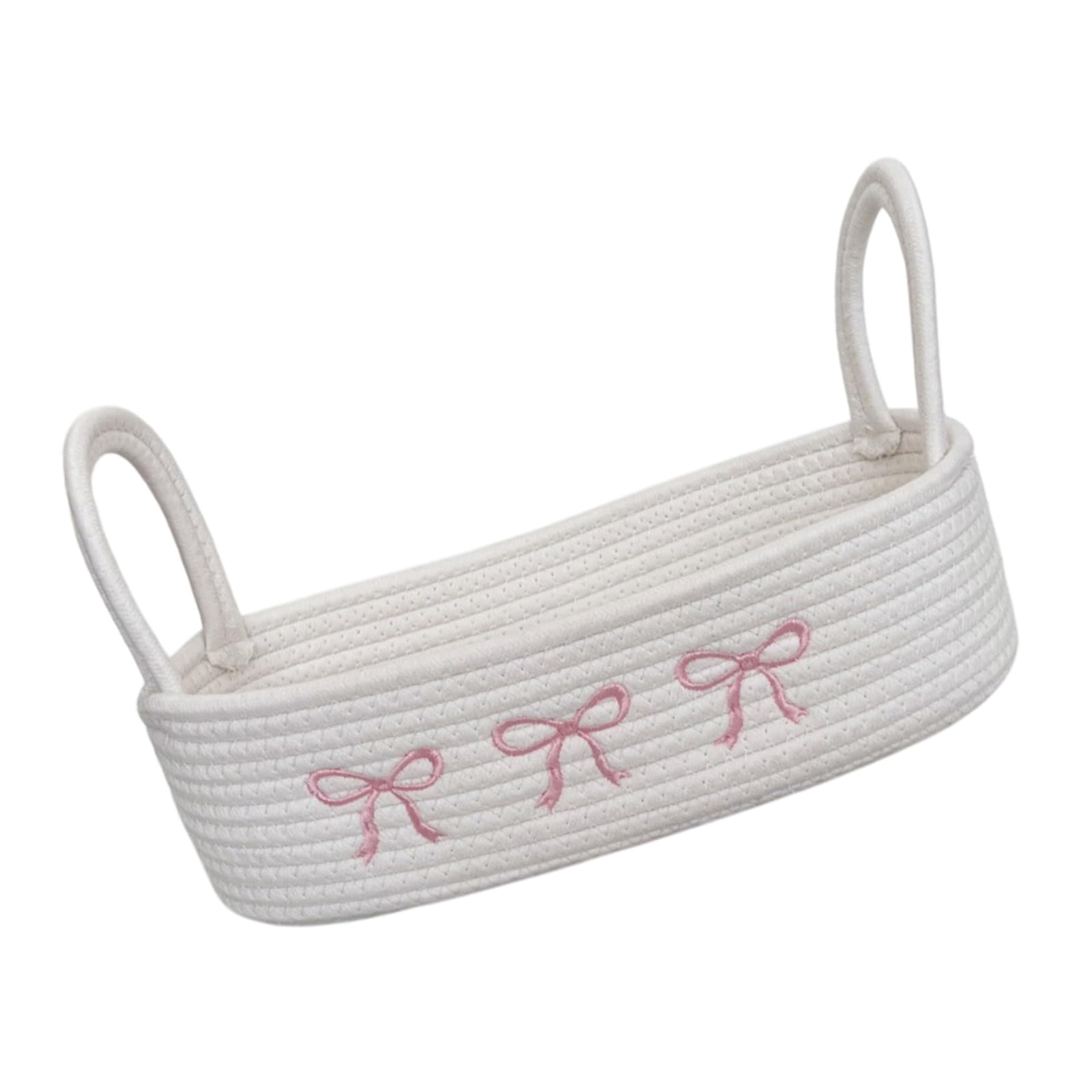 Nordic Styles Cotton Rope Storage Bin Bowknot Handle Decorative Basket Storage Organizers for Home Offices Organization Organizers