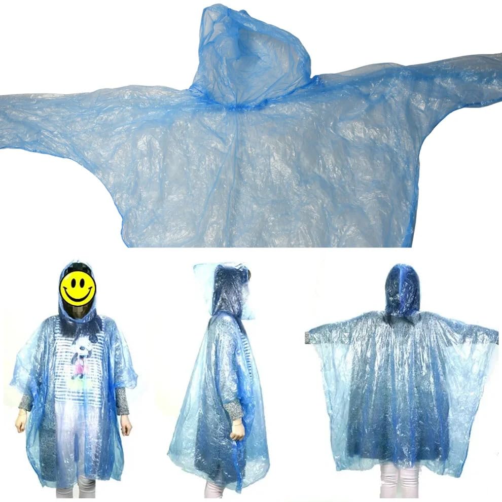 Image of Trendymart Universal Disposable Ball Raincoats for Men Women Boys & Girls Waterproof Emergency Ponchos for Travel Camping Hiking Cycling Festivals Lightweight Compact Random Colors (Pack of 4)