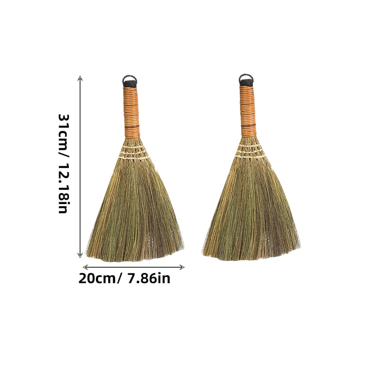 SHINEOFI Mini Escoba de Mano de Paja de 31cm para Limpieza de Escritorio 2pcs Cerdas Duraderas para Eliminar Polvo en Habitaciones y Escritorios