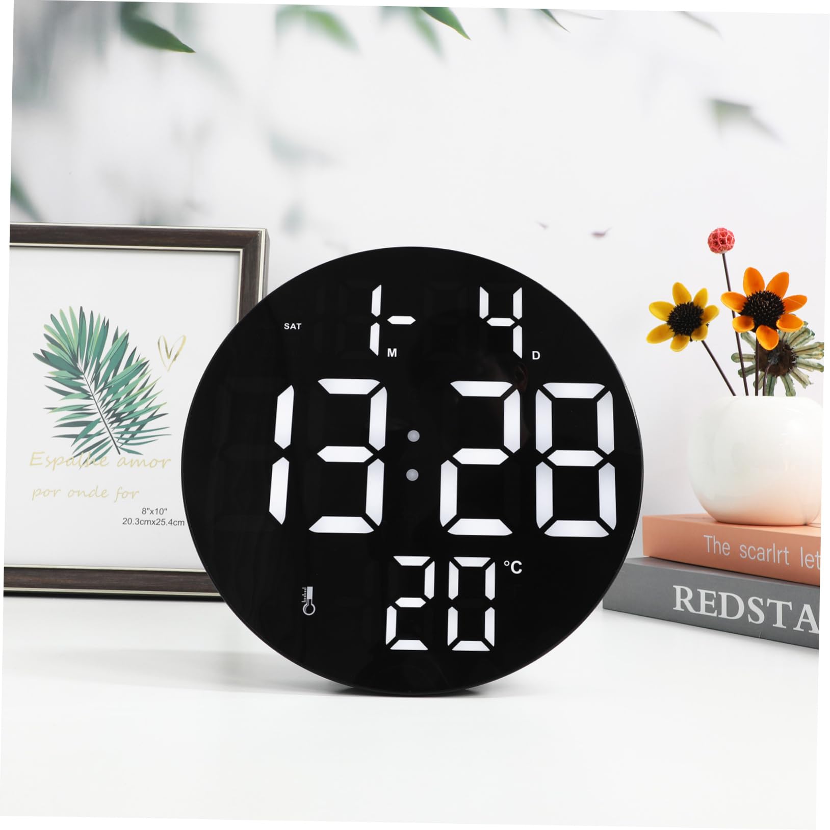 Garneck Reloj Colgante Reloj Digital Pantalla Gran De Pared Alarma Digital Led De Pared con Fecha para Dormitorio