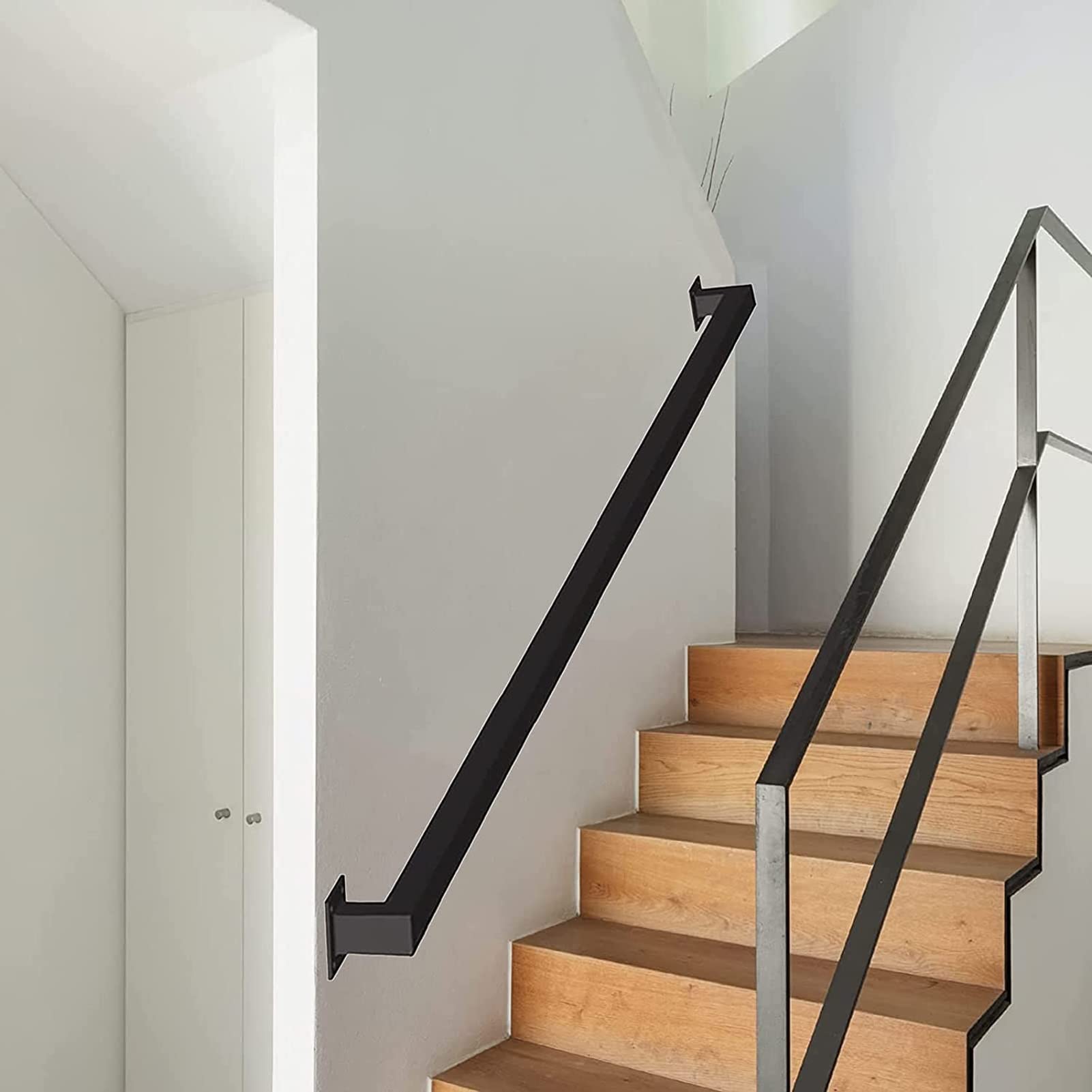 Styl industrialny czarne schody il z uchwytem ściennym kwadratowa rura poręcz na schody bannister schody i dekoracja domu nośność 200 kg 300 cm