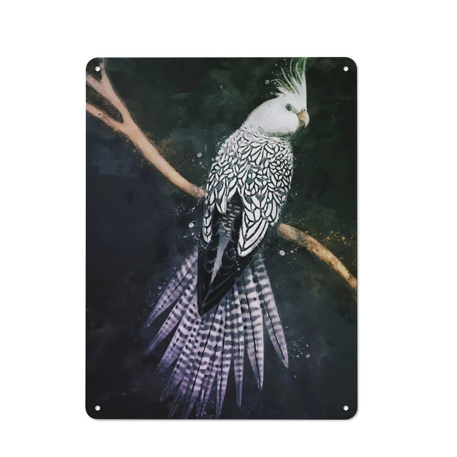 Nostalgic Parrots Watercolor Decorative Tin Sign 40x30cm, Vintage Wall Decor for Lounge, Study, Pub Or Wall Gallery