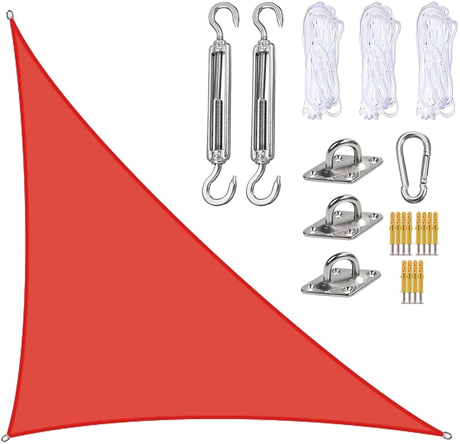 Tenda parasole triangolare con kit, ideale per laghetto, terrazza, giardino, piscina e lago (Colore: Arancione, Dimensioni: 3x4x5m)