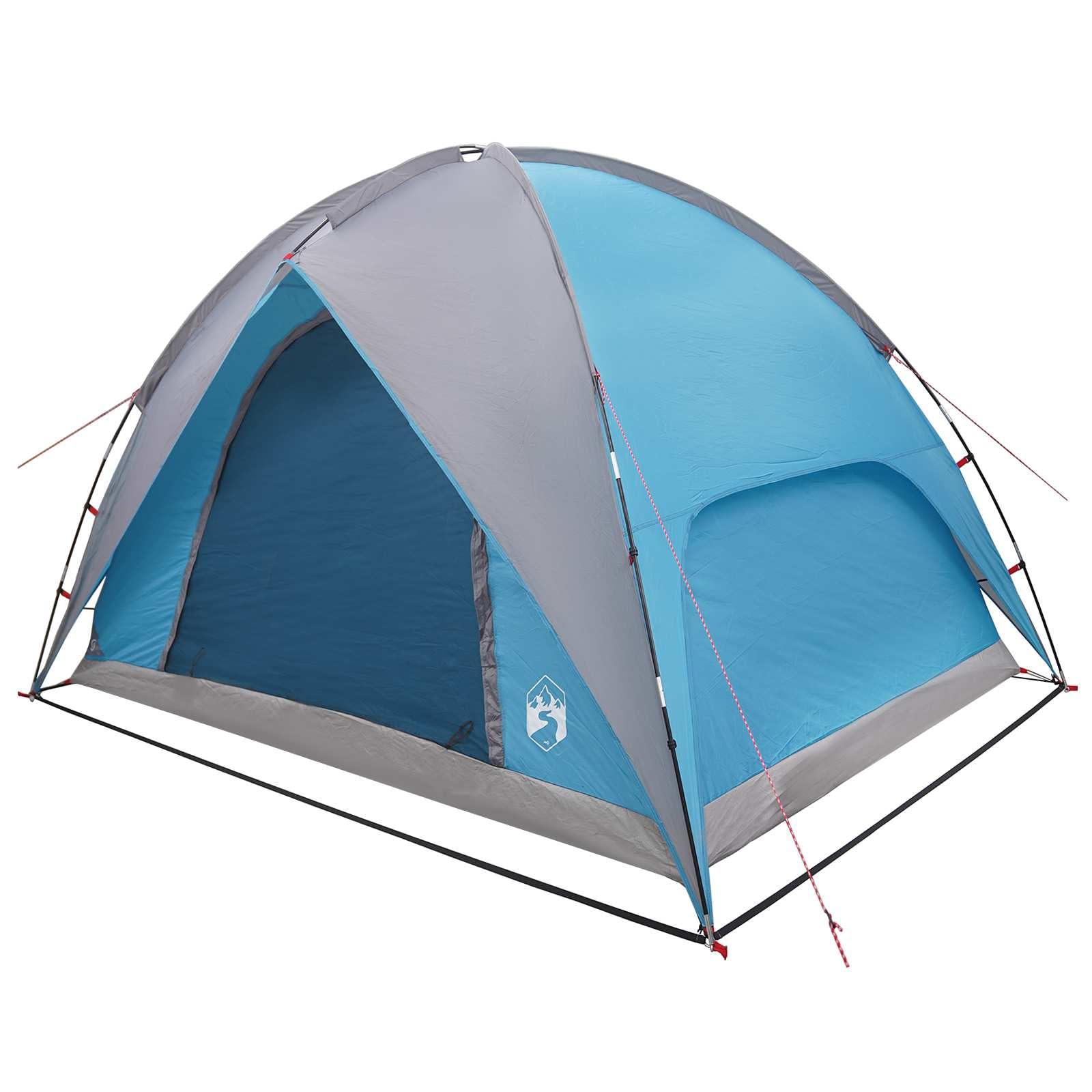 Tienda de campaña cúpula con cubierta impermeable azul 245 x 245 x 149 cm, poliéster 185T con revestimiento de poliuretano, con fibra de vidrio y barras de acero, para camping familia hasta 4