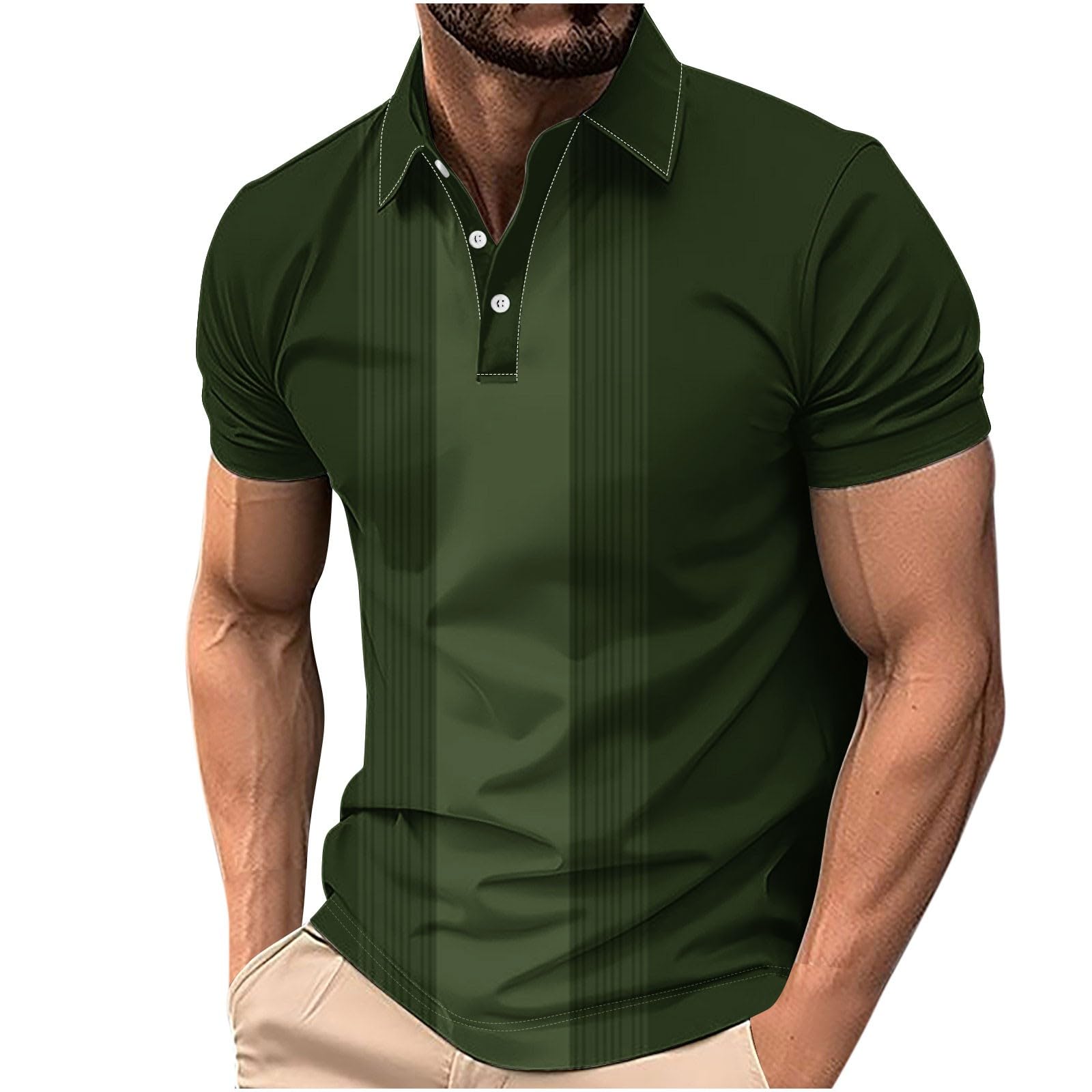 Poloshirts - Camisetas de manga corta con cuello de solapa para hombre, con solapa de botones impresos, ajuste regular, cómodo, capa base y ropa para uso diario casual