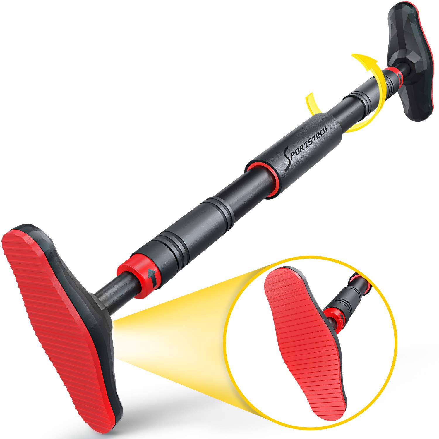 SPORTSTECH - Barre De Traction KS270 - Fitness, Musculation Et Renforcement Musculaire - Fixation Extra-Large par Pression avec Verrouillage De Sécurité Gear Lock - 70 À 90 cm - Rembourrage Mousse