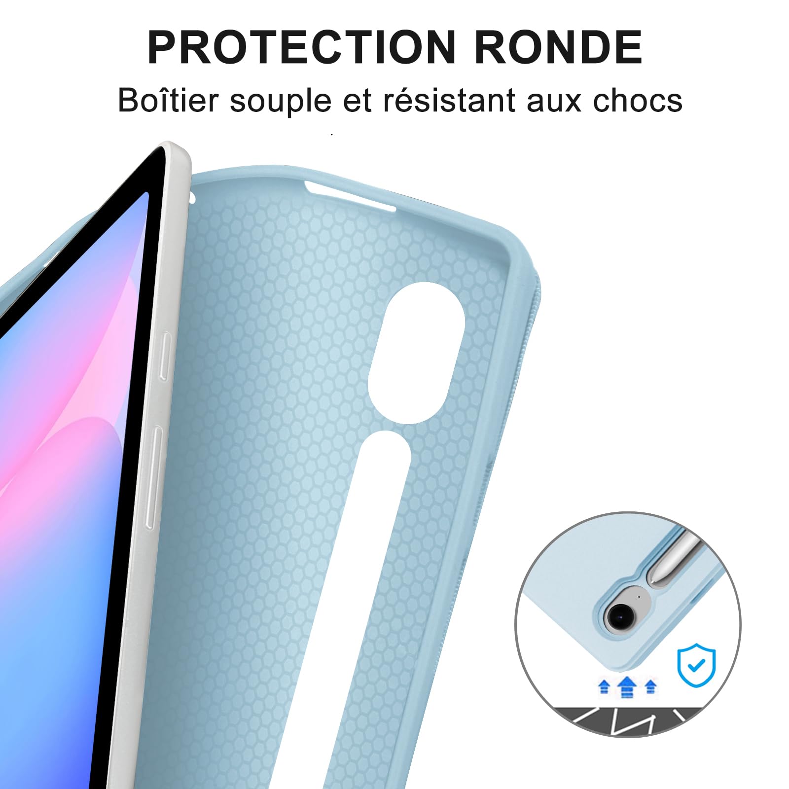 Coque Clavier pour Samsung Galaxy Tab S10 FE+ 13.1" 2025 - AZERTY Français Rétroéclairé Clavier Détachable sans Fil Bluetooth, Étui avec S-Pen fente pour stylo pour Tab S10 FE Plus, Bleu clair
