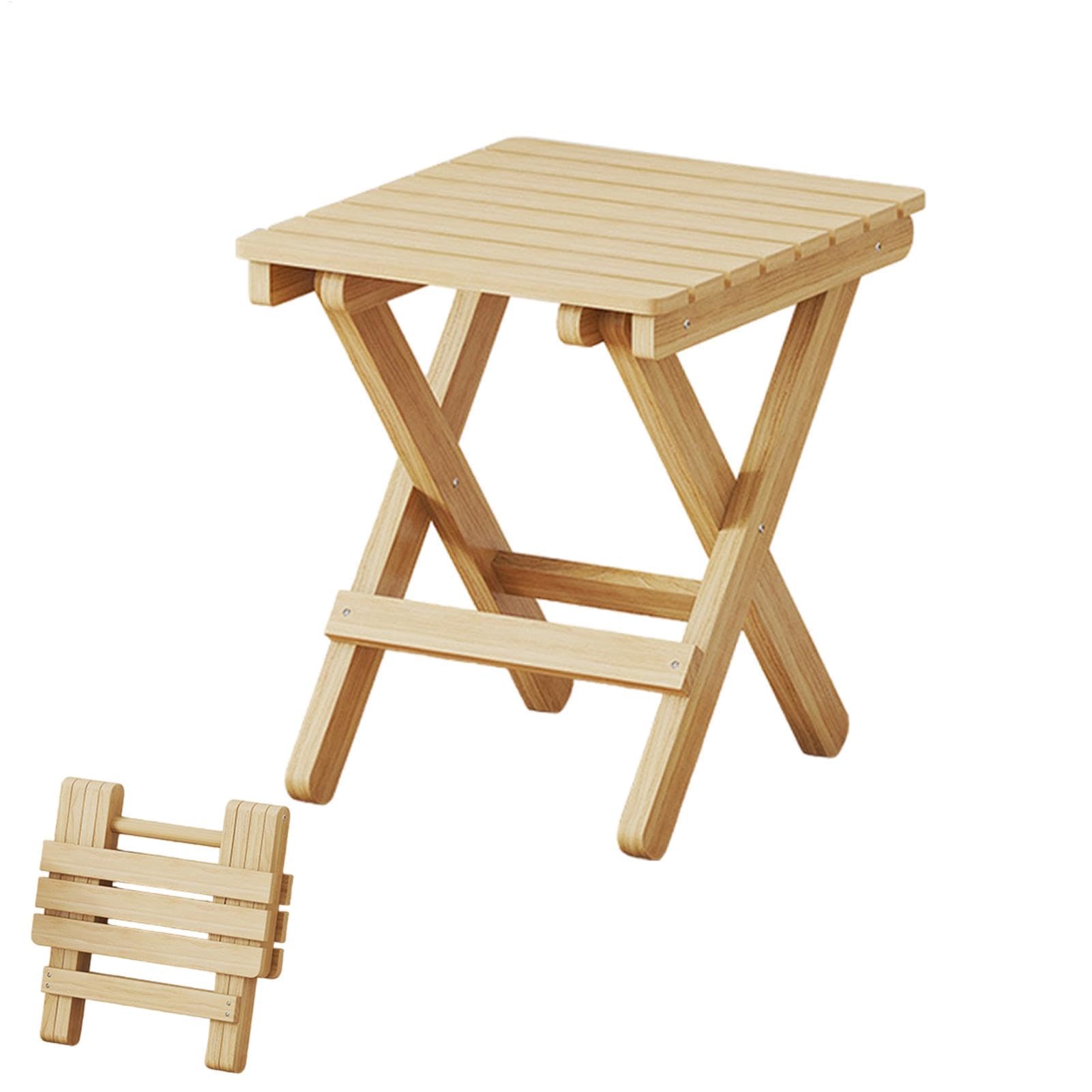 Piccolo sgabello pieghevole, portatile, in legno, per campeggio, attività all'aperto e pesca, design regolabile e telescopico per una facile conservazione