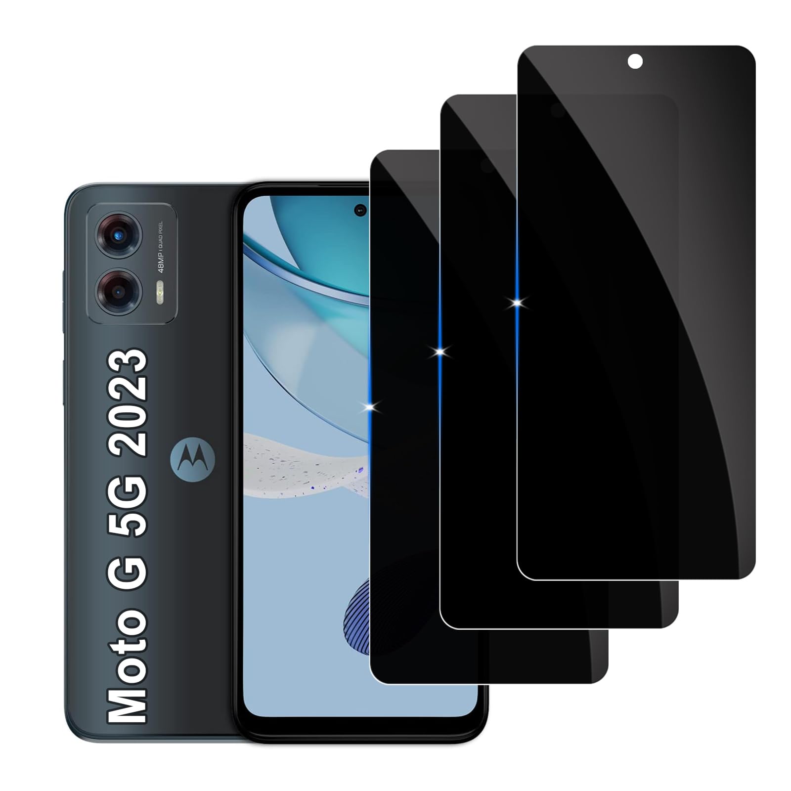 Lyphpe【3 Pack Privacy Screen Protector for Motorola Moto G 5G (2023) 9H Tempered Glass Anti-Spy Private Film Compatible for Motorola Moto G 5G (2023) Case Friendly