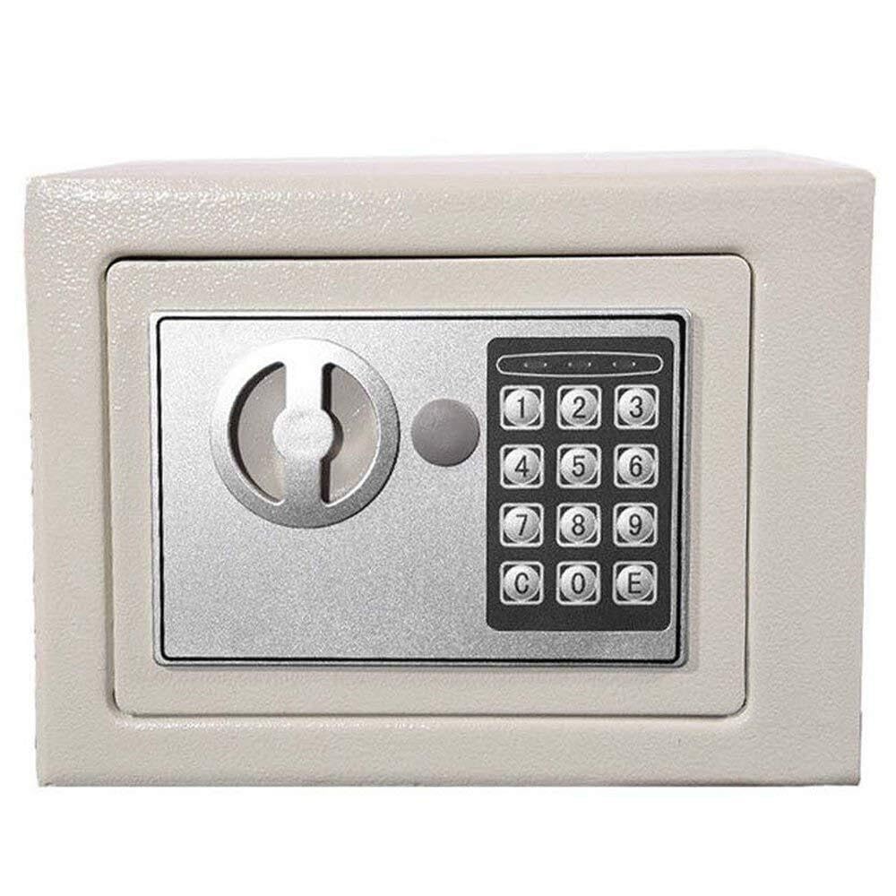 Small Electronic Security Safe Box with Digital Lock Override Key Steel Construction 23x17x17cm for Home Office Use Silver