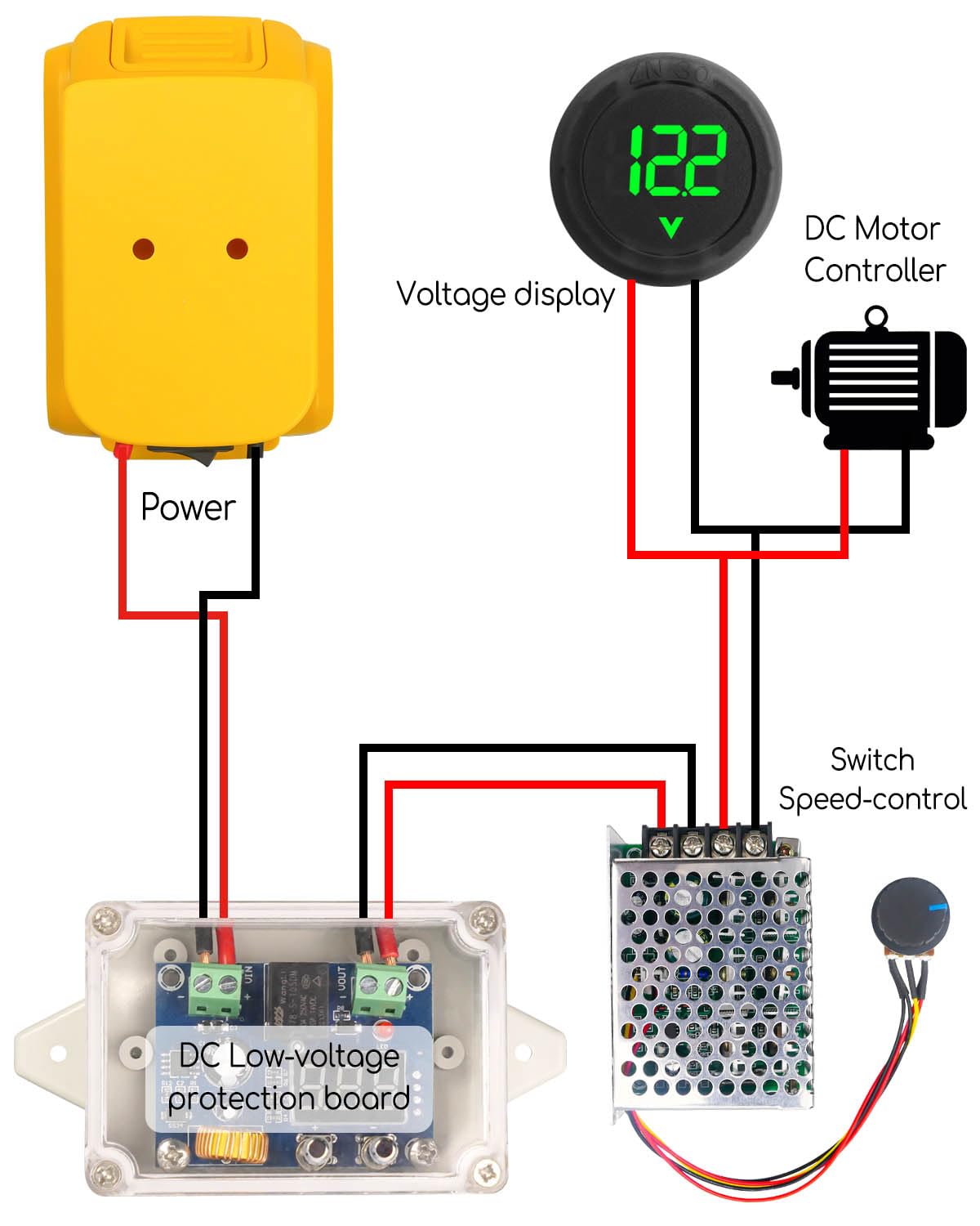 Kit convertitore adattatore batteria Power Wheel adatto per batteria DeWalt 18 V 20 V con fusibile regolatore di tensione e terminali per cavi, connettore di conversione di aggiornamento per DW fai da