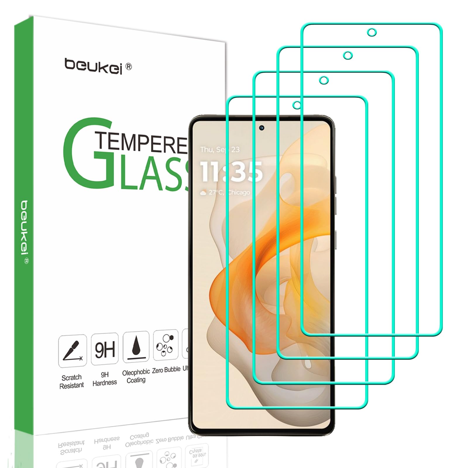 beukei (4 Pack) Designed for Motorola Moto G Stylus 5G (2024) Screen Protector Tempered Glass, 0.3MM, 9H Hardness