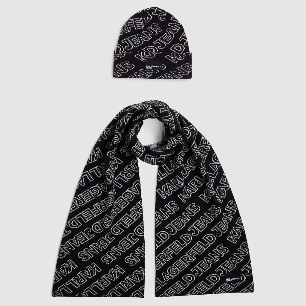 KARL LAGERFELD JEANS Mujer Monogram Scarf Beanie Gp Negro One size
