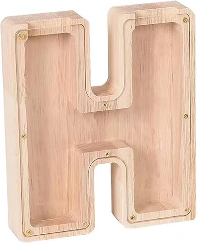 Alcancía grande de madera con 26 letras del alfabeto inglés para niños, niñas, niños y adultos, el mejor regalo para amigos (9.2 pulgadas de alto)