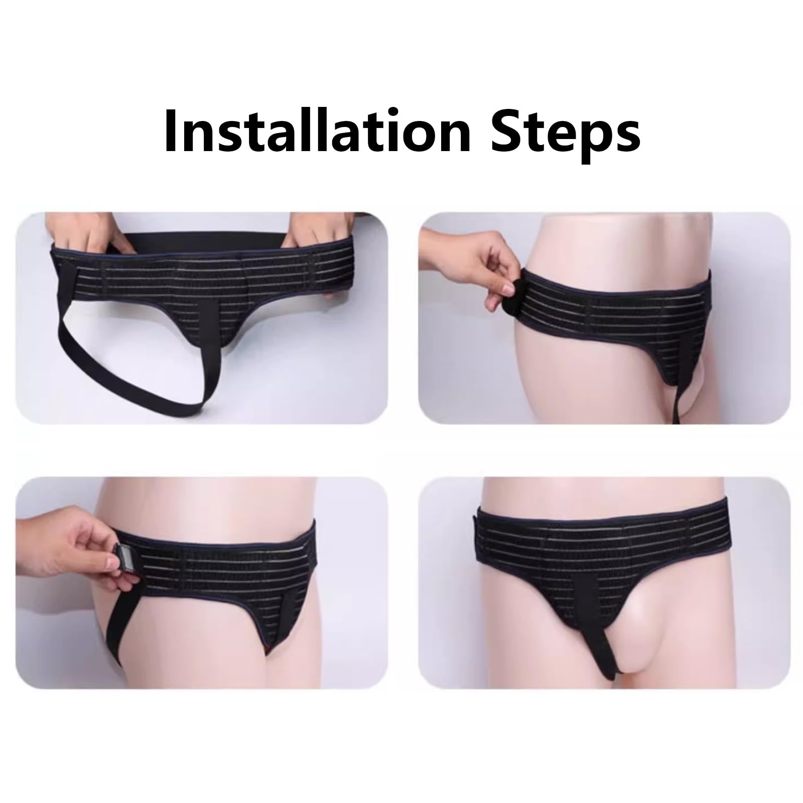 Cinto Erniario, Fascia per Ernia Inguinale Uomo, Ernia Inguinale Uomo, Cintura Doppia per Ernia Inguinale con Cuscinetti di Compressione Rimovibili per Alleviare Il Disagio ernia(Black)