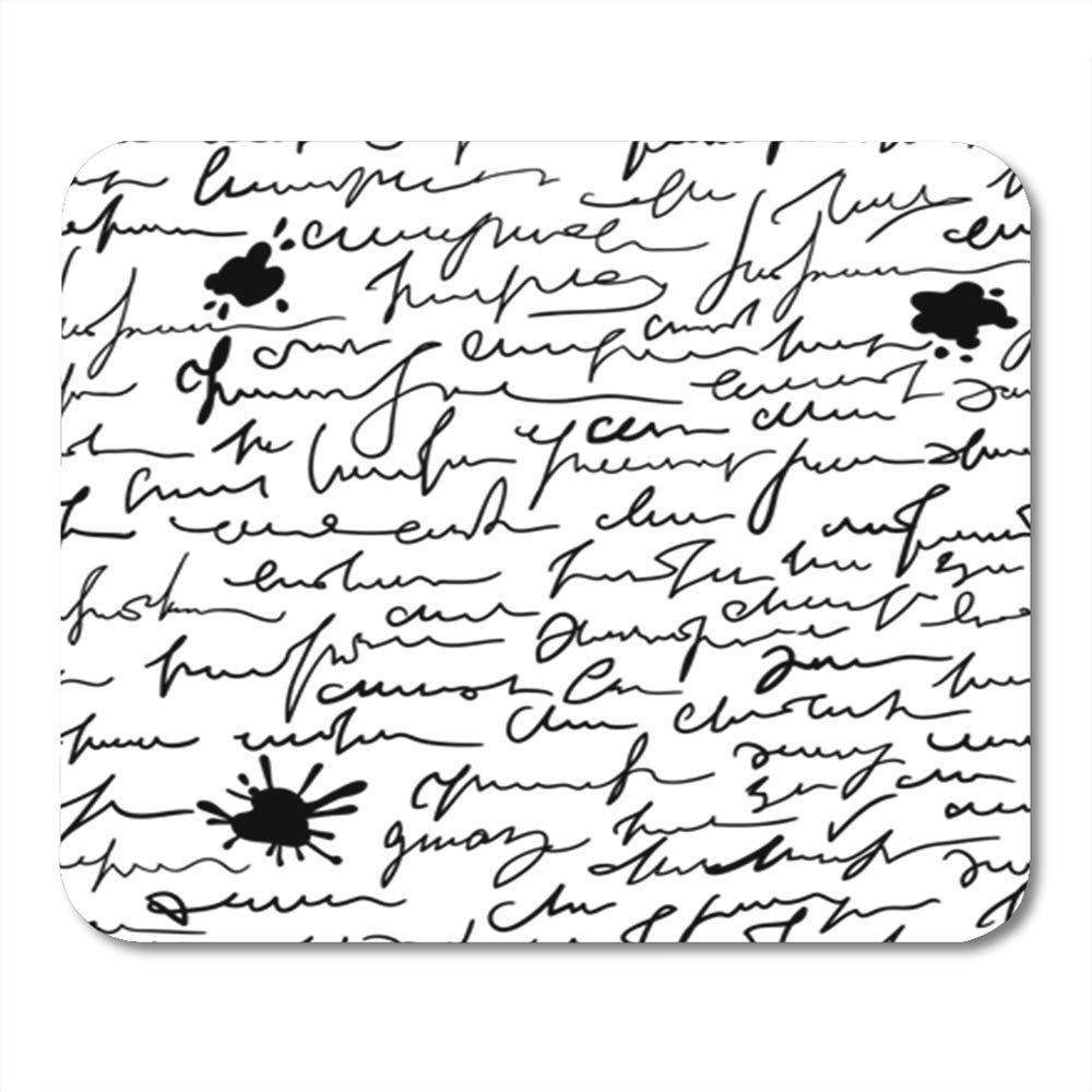 Yanteng Mouse Pads Gaming Mouse Pad Handwriting Letter on White Calligraphic Text Old Inscriptions with Blots Decor Office Computer Accessories Nonslip Rubber Backing Mousepad Mouse Mat