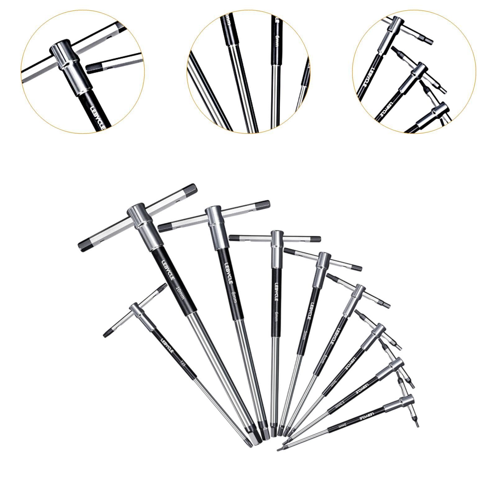KESOTO Allen con Impugnatura a T Scorrevole, Versatile Kit di Strumenti per La Riparazione di Biciclette Antiscivolo, Manicotto Rotante per