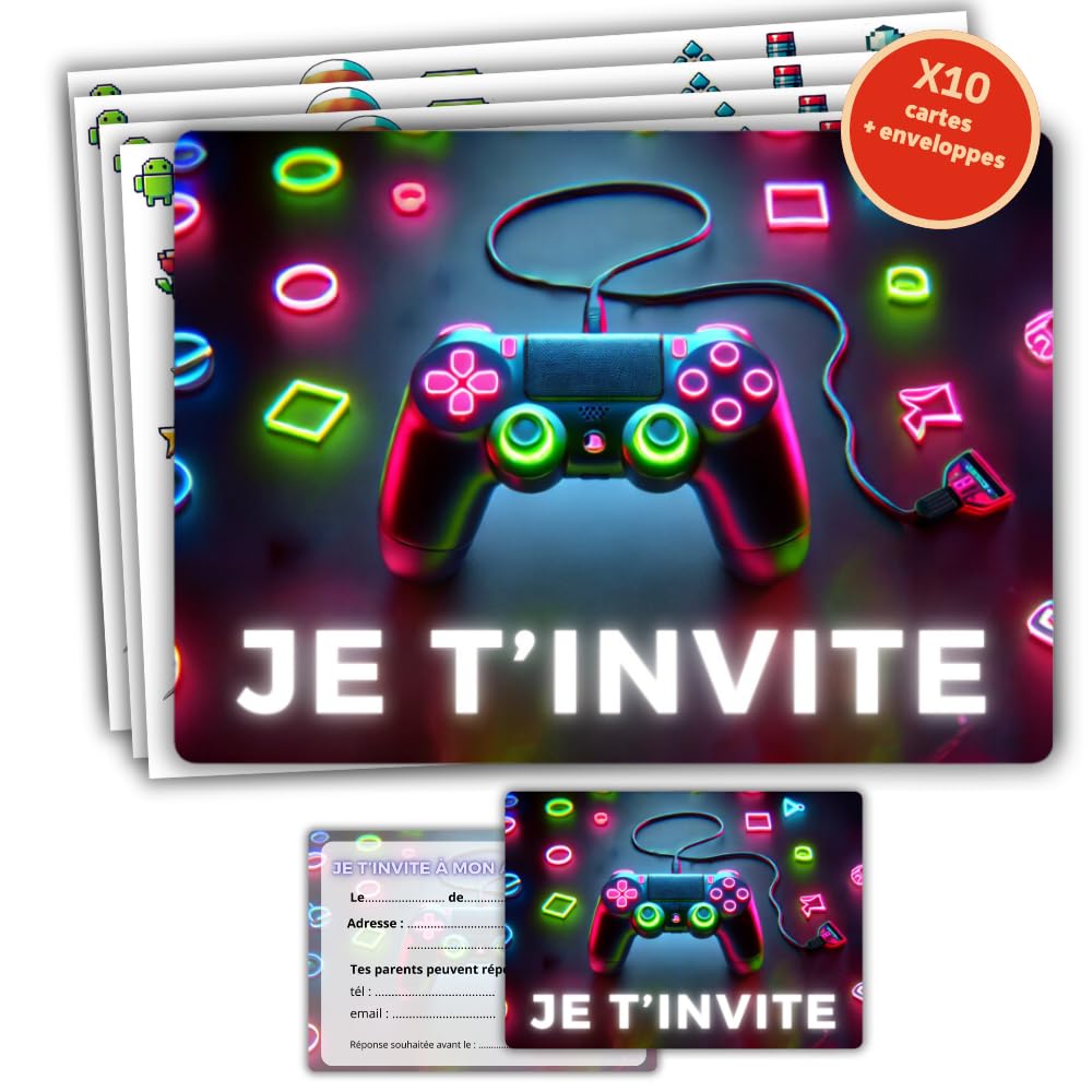 Cartes D'invitation Anniversaire Marelle CREATIVE MINDS - 10 Cartes + Enveloppes Colorées + Autocollants