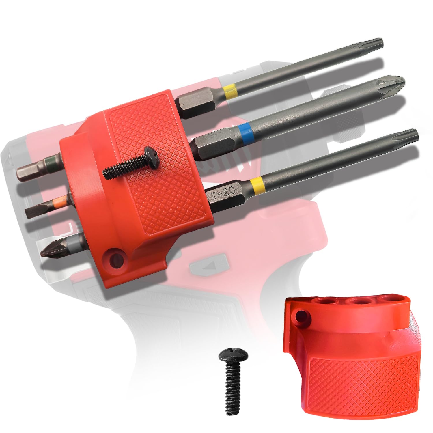 Magnetic Bit Holder for Milwaukee M12 GEN3 Impact Wrench and Drill, Robust Tool Holder, Red