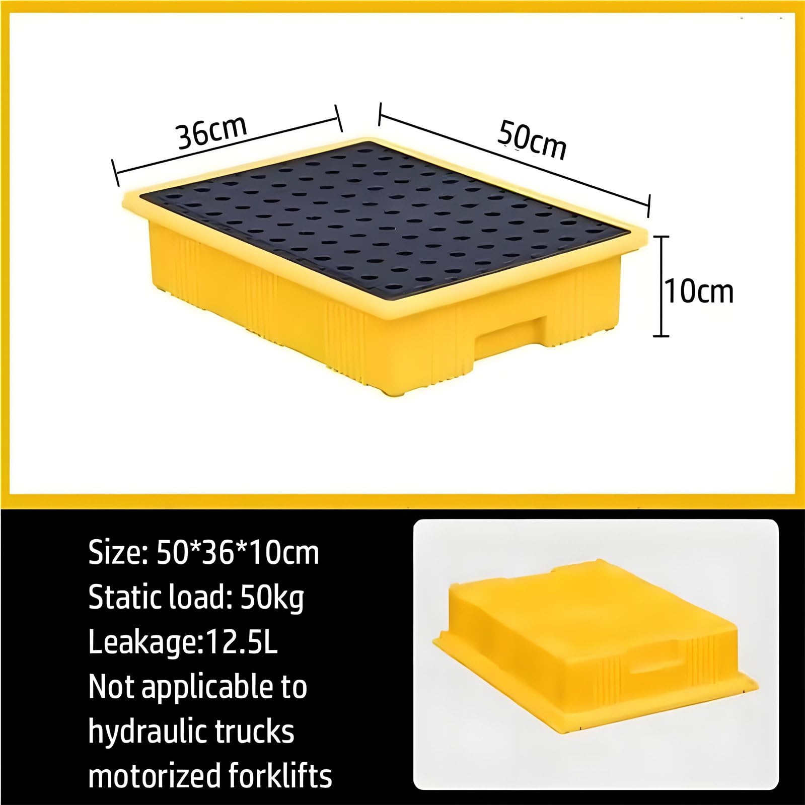 Pallet modulare resistente – Vassoio di contenimento a tenuta stagna con uscita di scarico e carrello elevatore, design accessibile per il controllo delle fuoriuscite di olio e sostanze chimiche, in