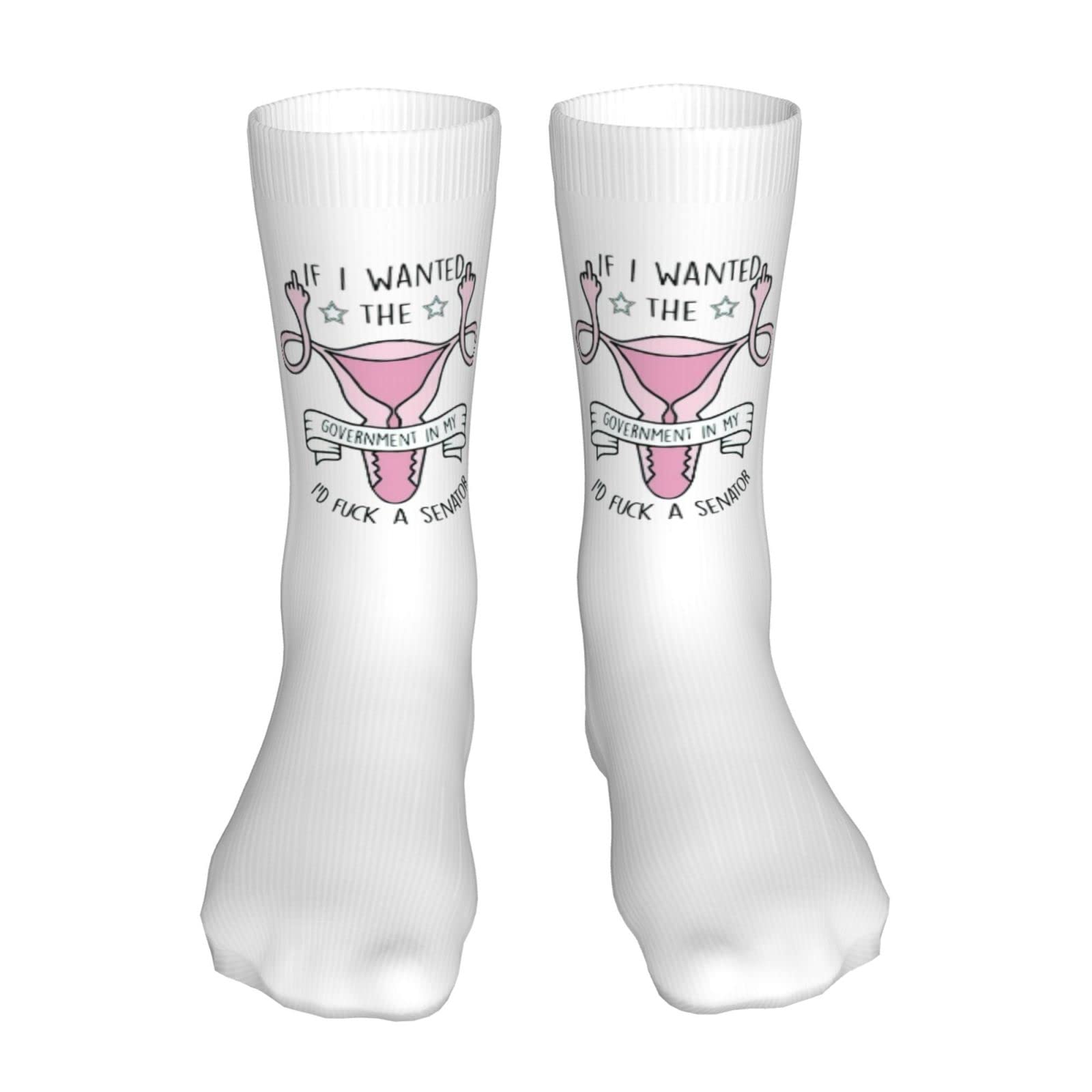 Oudrspo Government In My Uterus Feminist Reproductive Women Rights Socks Women Crew Sock Thick Stockings Moisture Socks Compression Running Sock 16 Inches