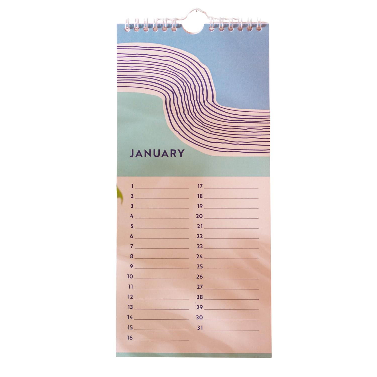 Good Tuesday - Perpetual Birthday Calendar, Tidal Waves Design, Never Forget Birthdays & Special Dates, Bleed-proof Paper, Made in the UK, 29.7 x 13.8 cms