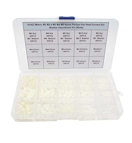 Miniatura 1 de HVAZI Metric M2 M2.5 M3 M4 M5 - Kit surtido de tornillos de cabeza de sartén Phillips de nailon (blanco)