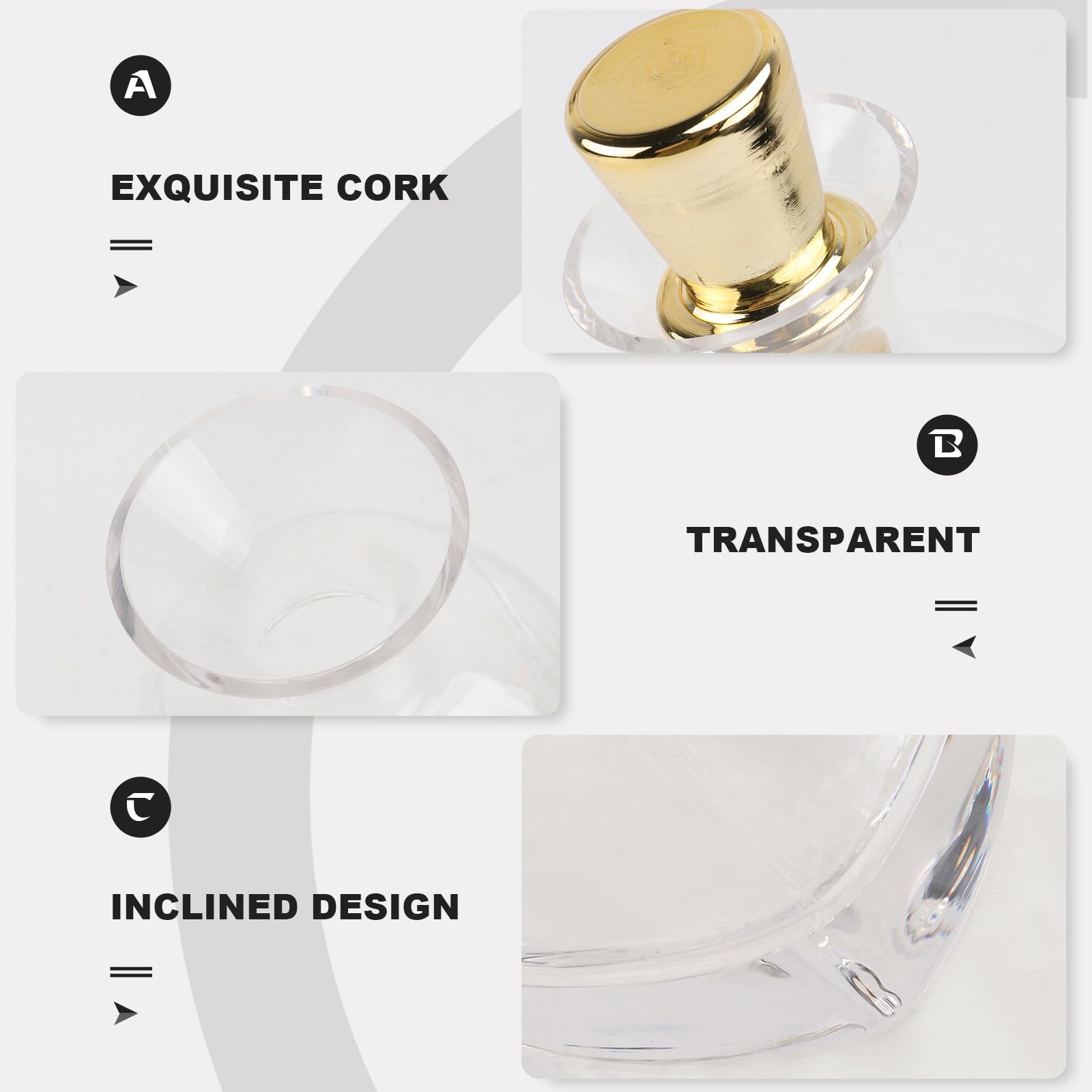 BESTOYARD Decanter in Vetro Trasparente Design Inclinato e Coperchio Dorato, Contenitore per Bevande Resistente ad Alte Temperature, Stile Nordico Creativo per Casa e Bar