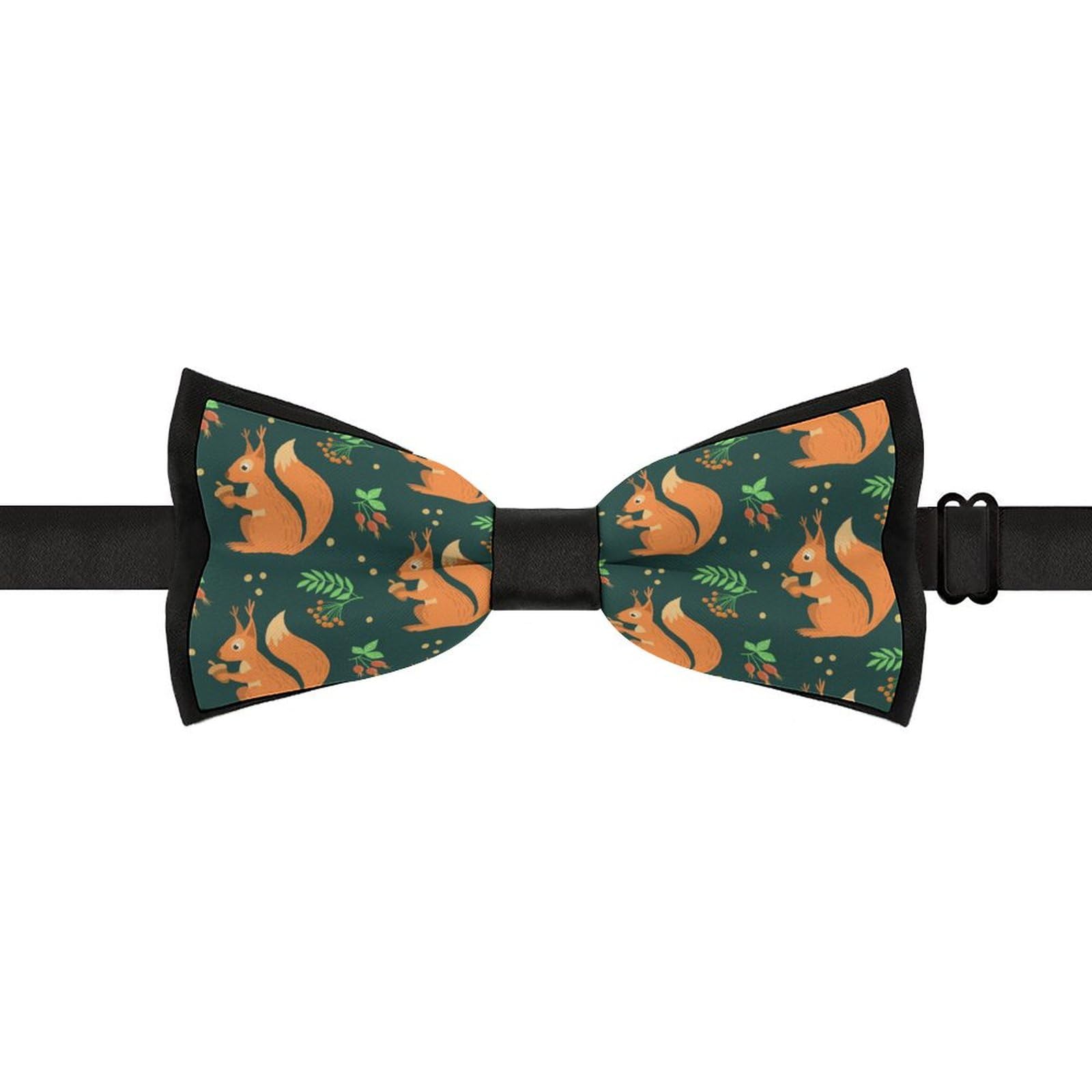 GoasNei Cute Squirrel Animal Pattern Bow Tie for Men Adjustable Necktie Funny Tie Neck Ties for Weddings Party