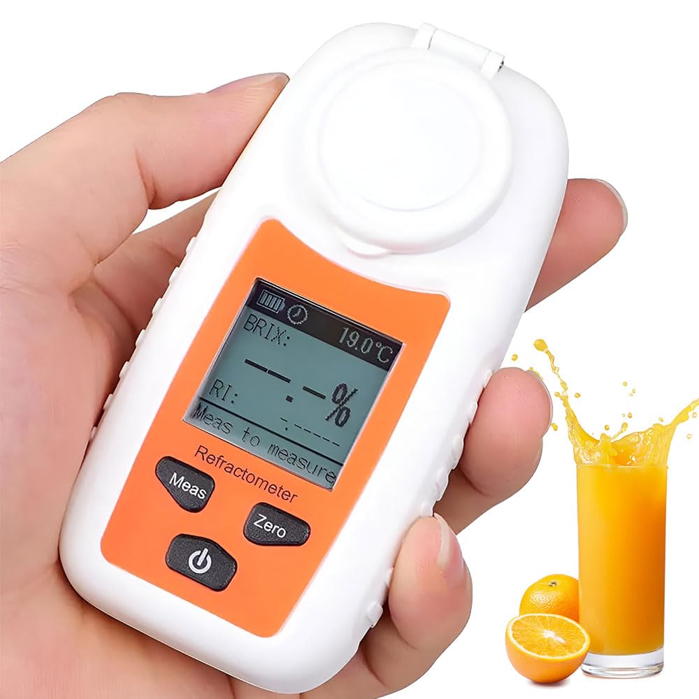 Refractómetro digital Brix, medidor de azúcar portátil con pantalla LCD y compensación de temperatura para bebidas y jugos, rango Brix 0-35%