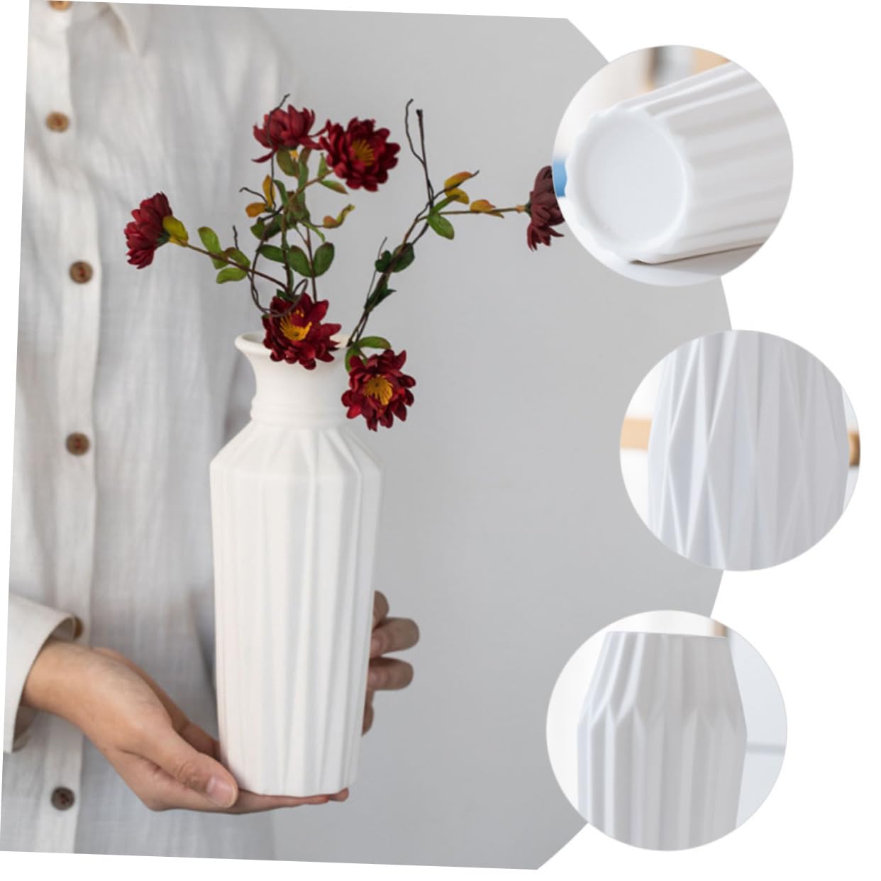 Cabilock 3-teiliges Keramik-blumenvasen-Set Schlichtes Design Tischdekoration Vase Für Zuhause Getrockneter Blumenarrangementtopf