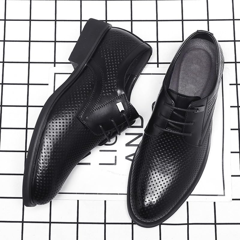 Mens Lace Up Tuxedo Dress Shoes Modern Leather Business Casual Scale Pattern Comfort Formal3