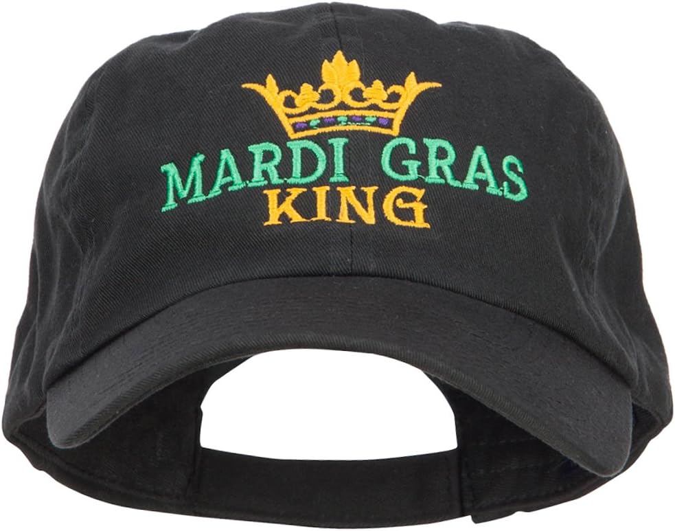 Mardi Gras King with Crown Symbol Embroidered Cotton Cap