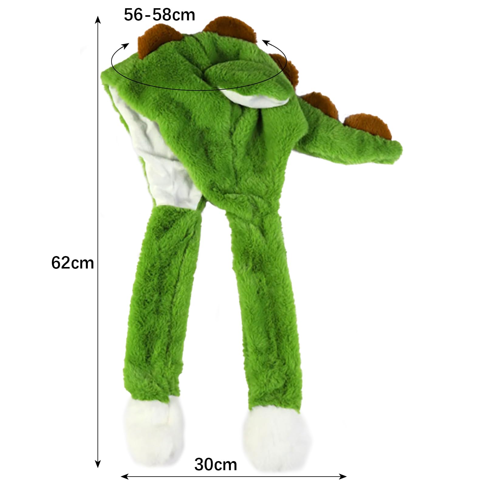 HSYWSH Dinosaur Hat with Moving Ears Animal Hat Ear Moving Jumping H-at Kids Plush H-at with Mo-ving E-ars Warm Winter for Kids Adults Festival Cosplay Costume Gift (green) - Image 2