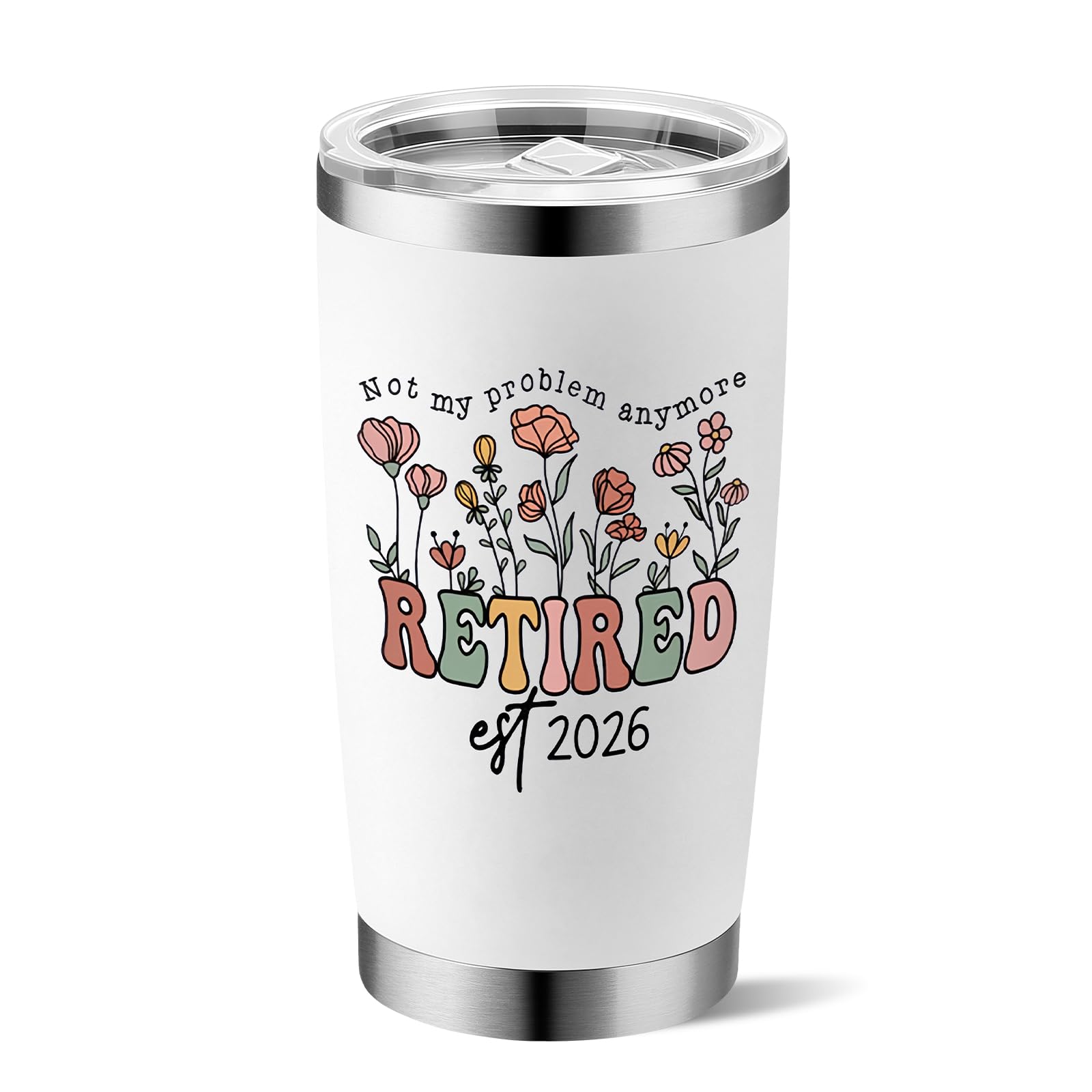 Yuecda Retirement Gifts for Women 2026 - Not My Problem Anymore Cup - 20 oz Stainless Steel Tumbler Retired Woman - Farewell Good Luck Gift to Mom, Wife, Sister, Boss, Coworker, Teacher, Nurse