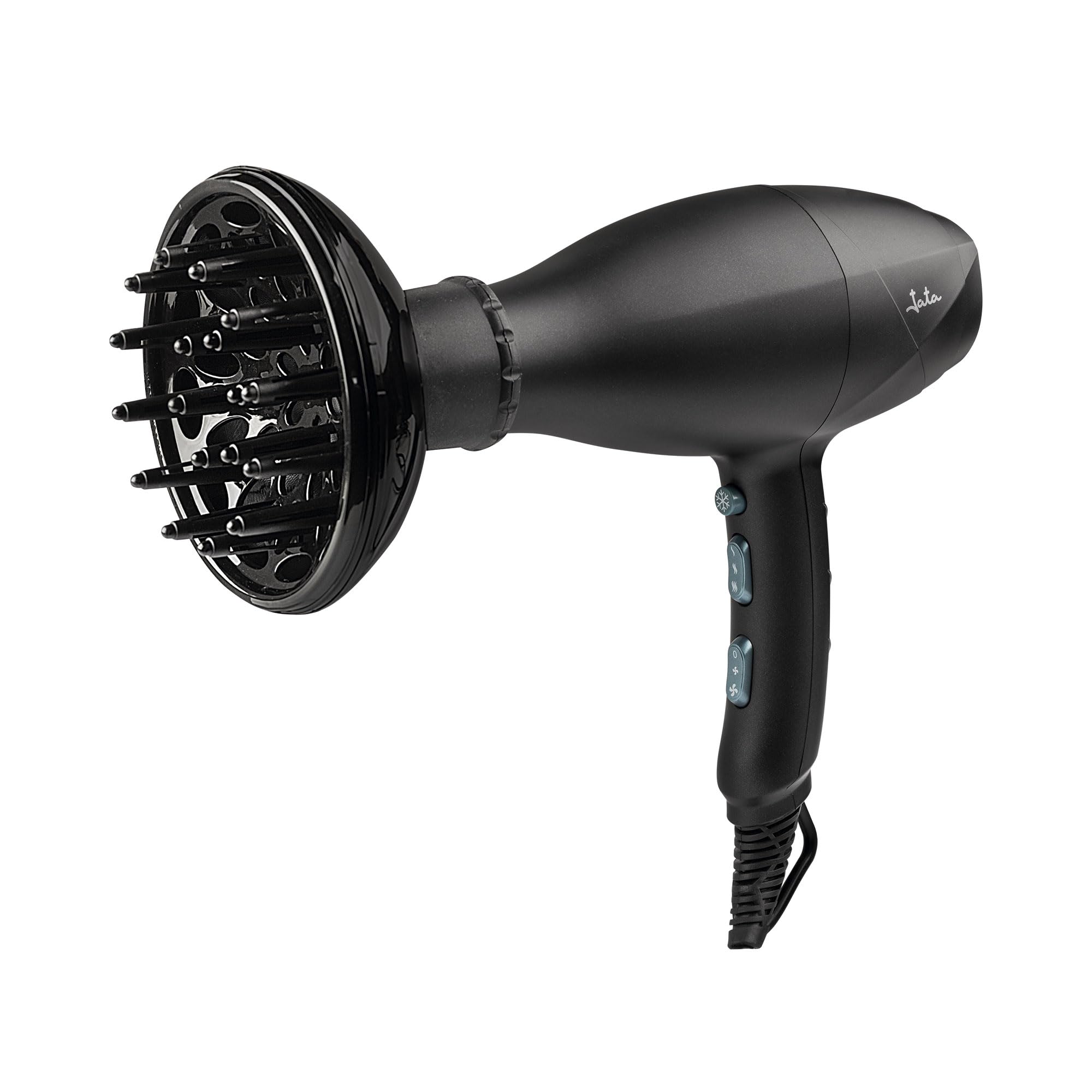 JATA JBSC1195 - Asciugacapelli agli ioni 2600 W, senza increspatura, con diffusore e concentratore, 3 livelli di temperatura e 2 flussi d'aria, pulsante a freddo